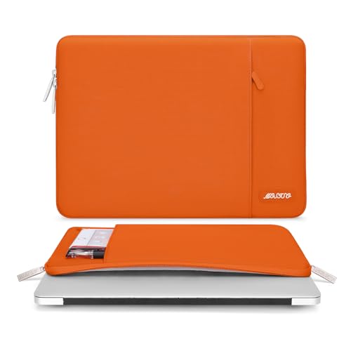 Image of MOSISO Laptop Case 13 inch, 13 inch Laptop Sleeve Compatible with MacBook Air M4 M3 M2 M1 2025-2018 / Pro M2 M1 2025-2016, Polyester Vertical Computer Sleeve Bag with Pocket, Orange