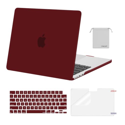 Image of MOSISO Compatible with MacBook Air 13 inch Case M5 2026 M4 2025 M3 M2 2024-2022 A3449 A3240 A3113 A2681,Hard Shell&Keyboard Cover&Screen Film&Pouch for MacBook Air 13.6 inch Case, Burgundy