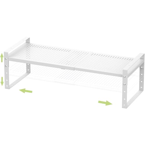Jojocross Expandable Stackable Aadjustable Spice Rack Pantry Shelf for Kitchen Cabinets Counter Shelves Countertop Cupboard Storage Solution,Sturdy Heavy-Duty Metal Construction(1Pack/White/Medium)