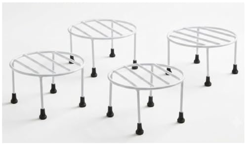 Image of Plant stands for indoor living room white Plant stand pot stands for plants in balcony flower pot stand for living room metal plant stand 4 Pcs Round plant stands for outdoor balcony