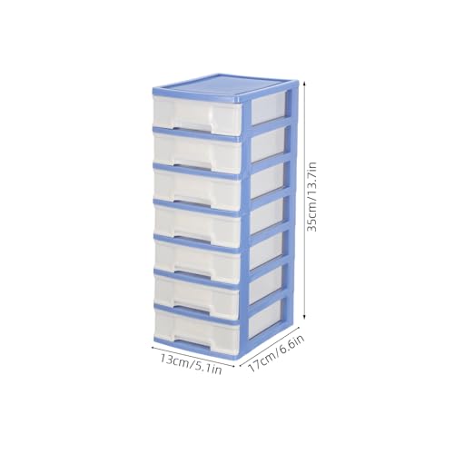 Boîte de rangement bleu 7 tiroirs pour stopper le désordre du bureau