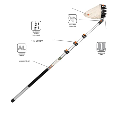 WDKXCN Obstpflücker 4,2m Teleskopstiel - Aluminium Obstgreifer Mit 16cm Tasche