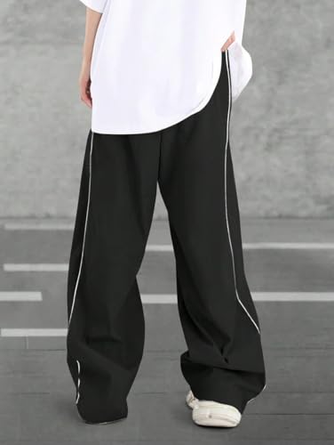 ZAFUL Mens Baggy Pants Y2K Contrast Piping Drawstring Sweatpants Fashion Unisex Oversized Cargo Pants for Men with Pockets3