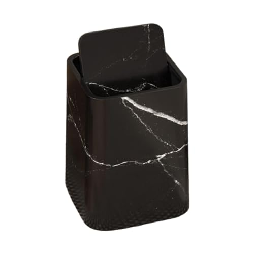 Poubelle rectangulaire S Black en PP aspect marbre pour salle de bain