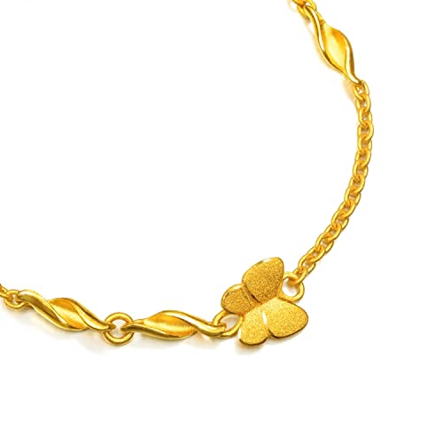 CHOW SANG SANG 999.9 24K Solid Gold Price-by-Weight 7.11g Gold Butterfly with Twirling chains Bracelet for Women 13954B | 6.6 Inches, (17 CM)4