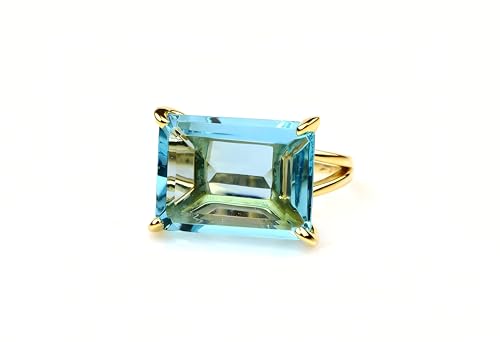 Bague Topaze Bleue de Londres en Or 14k : un bijou artisanal d'exception