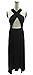 Velius Women Sexy Hollow Out Halter Wrap Sleeveless Plain Pleated Slit Casual Long Maxi Dress (Large, Black)