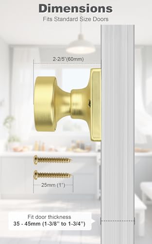 Poignée de porte factice dorée fixe bouton carré pour meuble et dressing - 7
