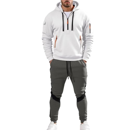 Ensemble jogging homme capuche demi-zip contre le froid pour des loisirs confortables