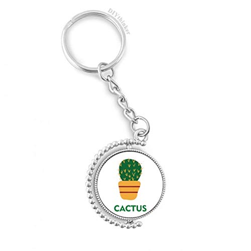 Cactus verde llavero rotatorio con anillo de la cadena de suculentas para colgar