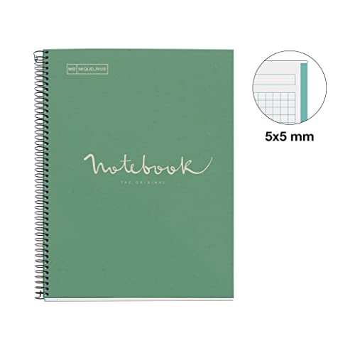 Miquelrius, Recycled notebook A4, 80 sheets of 80 g/m², 5 x 5 mm grid, recycled paper notebook (post-consumer recovery) - Image 2