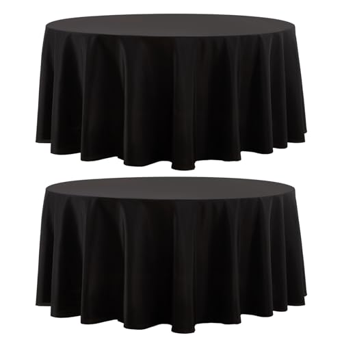 Aocoz 2 Pack Black Round Tablecloths 90 Inch for Dining Tables
