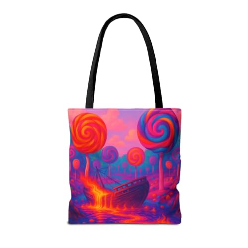 Premium Tote Bag with Reinforced Stitching - A Candy Forest with Lollipop Trees2
