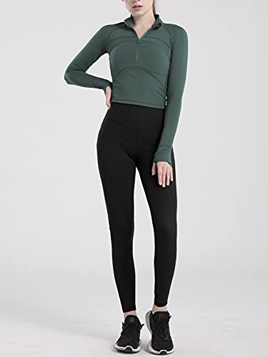 Image of Women's Athletic Half Zip Pullover Sweatshirt Workout Top Crop Quarter Zip Pullover Yoga Running Jackets