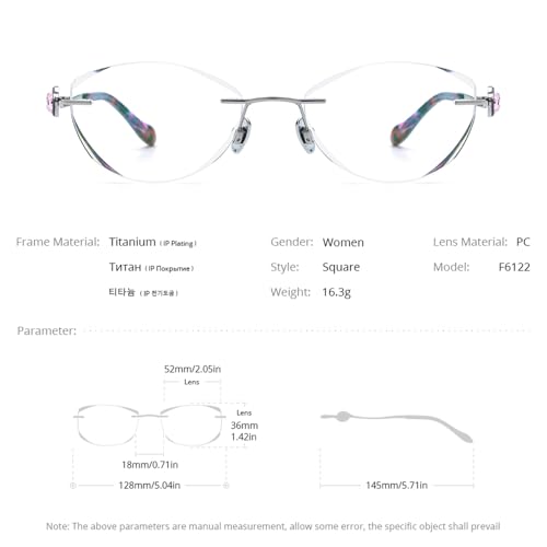Image of FONEX Titanium Glasses Frame,Rimless Frameless Luxury Diamond Optical Eyeglasses for Women