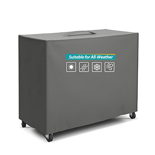 Patio Watcher Cooler Cart Cover Waterproof with Coating, Fits Most 80 Quart Rolling Cooler Cart Cover, Outdoor Beverage Cart Patio Ice Chest Protective Covers Grey，37