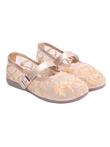 Image of Shoetopia Women's Embroidered Belly Shoes - Soft Comfortable Flats with Adjustable Strap | Traditional Floral Design for Casual & Ethnic Footwear