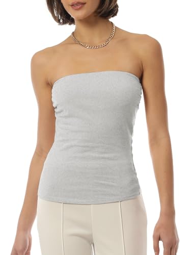 Image of MixMatchy Women's Stretchy Strapless Tube Top Y2K Bandeau Top