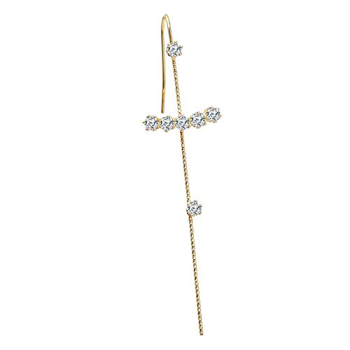 #N/A Ear Wrap Earrings -Elegant Crawler Hook Earrings Classic Rhinestone Piercing Ear Cuff for Women Girls Wedding Delicate Studs Earrings - Style 2