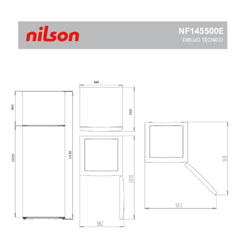 Nilson Frigorífico 2 Puertas Blanco NF145500E. Capacidad 206 Litros, Puerta Reversible, Bajo Nivel Sonoro, Eficiencia Energética Clase E - imagen 7