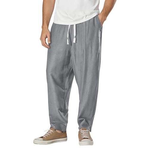 Pantalon d'été en lin homme avec élastique pour un confort maximal