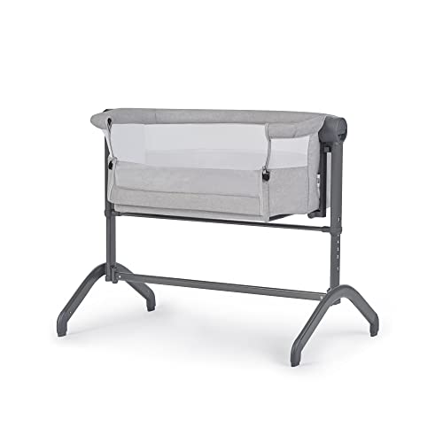Kinderkraft BEA Bedside Bed, Co-Sleeper Cot for Newborn, Adjustable Height, Mattress and Sheet in Set, Easy to Transport, Grey