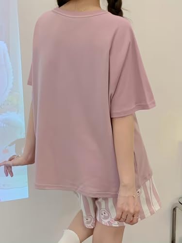Image of Celary Korean Women's Pyjama Set|Cute Printed T-Shirt & Shorts Set|Soft Cotton Blend Women Night Suit Sleepwear| Shorts Set for Women