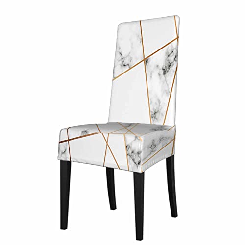 Numland Marble Texture Design Chair Covers Golden Geometric Lines Luxury Stone Rock Elegant Stain Anti-Dust Chair Seat Protector Stretchable Washable Polyester For Home Dining Room Decor 1 Pack #TOP15