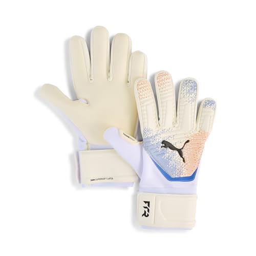PUMA Unisex Future Match Negative Cut Goalkeeper Gloves, White-Glowing Red-Ultra Blue AH25, 10
