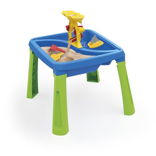 Dolu Sable et Eau 3 en 1 Table de créativité à partir de 2 Ans, Jouet de Jardin, Table à Eau pour Enfants, bac à Sable avec Couvercle, Table à Sable et à Eau pour...