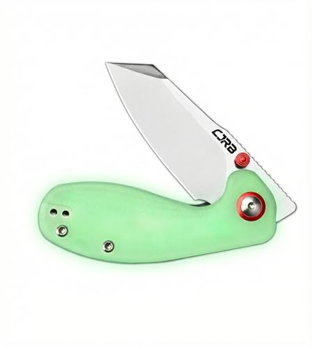 CJRB Maileah Glow in the Dark G10 Handle Pocket Knife for Men, 2.39'' AR-RPM9 Steel Blade EDC Folding Knife with Liner Lock for Outdoor Camping Hiking, Limited Edition(J1918-GD)