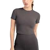 YITTY Active Women's Ultraluxe Essential Crop Tee, Athleisure, 4-Way-Stretch, Onyx, XXL/1X