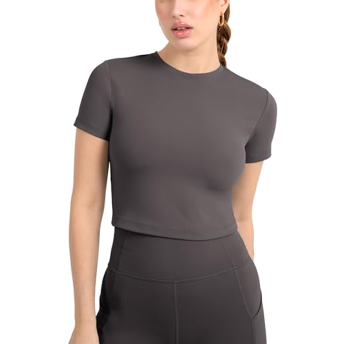 YITTY Active Women's Ultraluxe Essential Crop Tee, Athleisure, 4-Way-Stretch, Onyx, XS