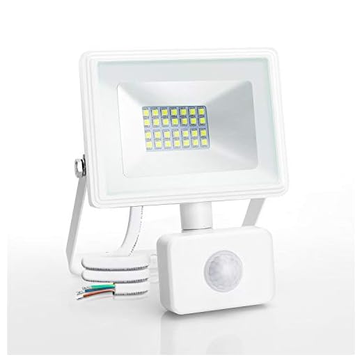 Aigostar 20W Foco LED con Sensor Movimiento PIR，1800LM Super Brillo Focos LED Exterior ， IP65 Impermeable，Blanco Frío 6400K Luz de Seguridad para Jardín， Patio ，Garaje， etc.