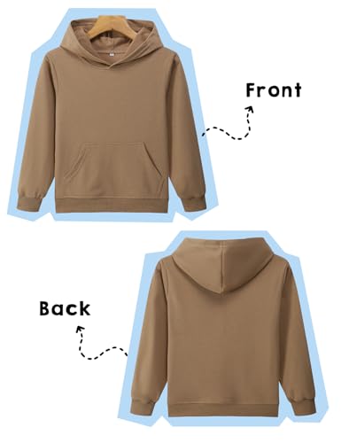 PEHMEA 2 Pack Kids Hoodies Sweatshirt, Pullover Hooded Sweatshirts Cotton Hoodie with Pockets for Boys Girls 5-14 Years3