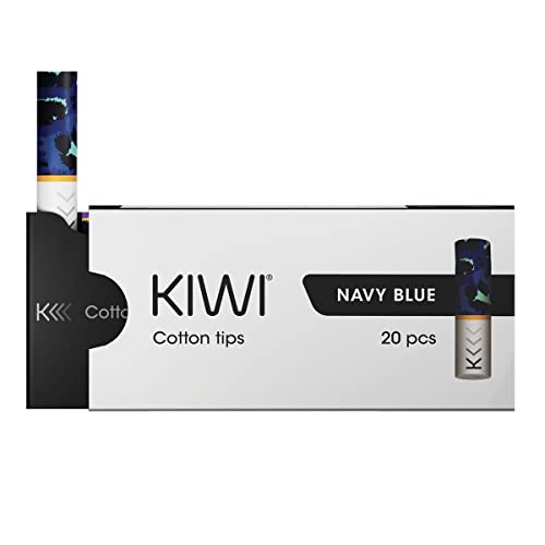 Pièces Détachées KIWI, Tips Coton Officiels pour Cigarette Electronique KIWi Navy Blue, Pack de 20