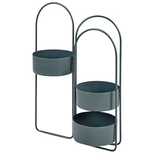 Portapiante Per Fiori Da Interno Metallo Blu Scuro Rotondo 56 X 26 X 75 Cm Interni Ed Esterni - 4