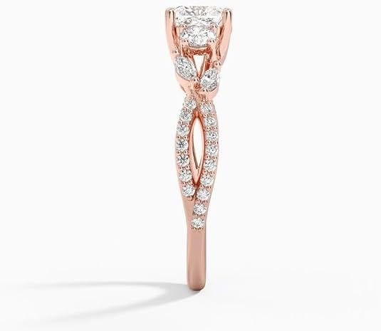 1-5 Carat Cushion Cut Moissanite Engagement Ring for Women, E-F Colorless VVS1 Vine Twisted Infinity Band, Solid 10k/14k/18k Gold or 925 Sterling Silver, Bridal Promise vintage styles Ring