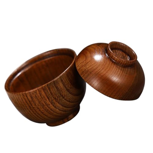 Générique Bol En Bois Avec Couvercle Petit Bol De Service De Nourriture En Bois À Soupe À Collation À Œufs Cuits À La Vapeur À Couvercle De Nourriture Japonaise