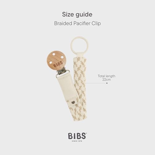 Image of BIBS Paci Braid Dummy Chain Organic Cotton Danish Design, One Size (0-36 Months), Pale Butter