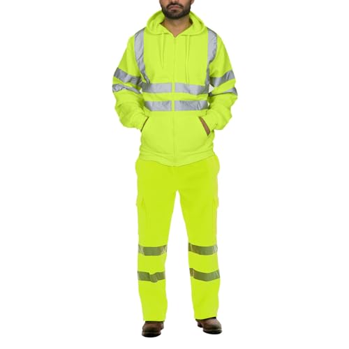 NUSGEAR Chandal Hombre Completo Reflectante trabajo Deportivo Tracksuit 2pc Sudaderas con capucha y pantalones Conjunto Chaqueta Traje Moda Casual Jogging correr de noche Chándal 2025