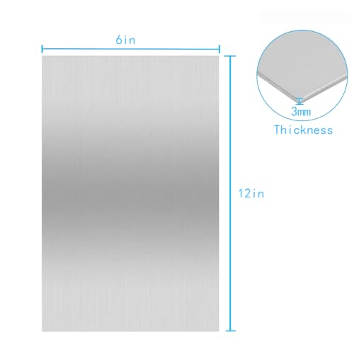 Image of 430 Stainless Steel Metal Plates,Suitable for Installation Plate Walls, Suitable for Metal Plates in processes, Kitchens, and Offices (2, 3mm Thick-6inch x 12inch)
