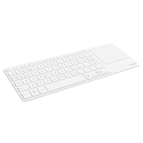 Rapoo E900T Mini Wireless Keyboard with Touchpad, Multi-Device HTPC Keyboard for PC-Connected TV/Tablet/Steam Deck/Gaming Console/Raspberry Pi/Mini PC - White