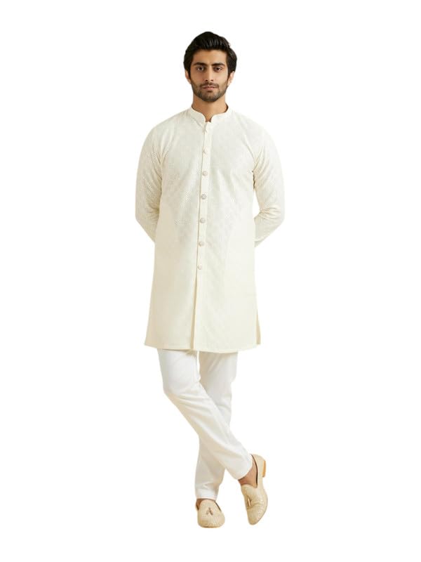 Kurta homme en soie ensemble pyjama traditionnel Manyavar de 2 pièces
