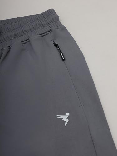 Image of TECHNOSPORT Men's Slim Fit Track Pants with Zip Pockets, ELASTO Plus Quick Dry Stretchable Lightweight Lower for Gym Running Yoga and Sports