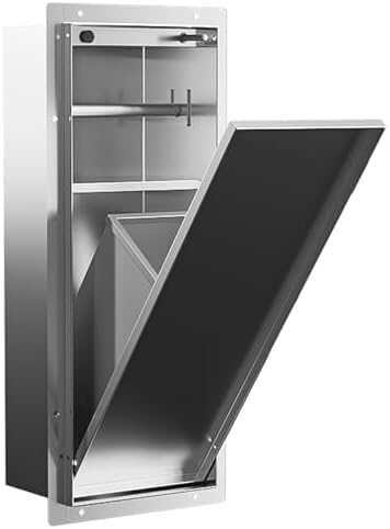 Étagère de toilette dissimulée avec armoire en métal noire pour rangement WC et douche