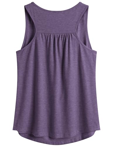 PINSPARK Camiseta de tirantes deportiva para mujer, sin mangas, espalda cruzada, ligera, para verano, para correr, yoga, gimnasio, fitness, correr, 2 unidades, morado, XL