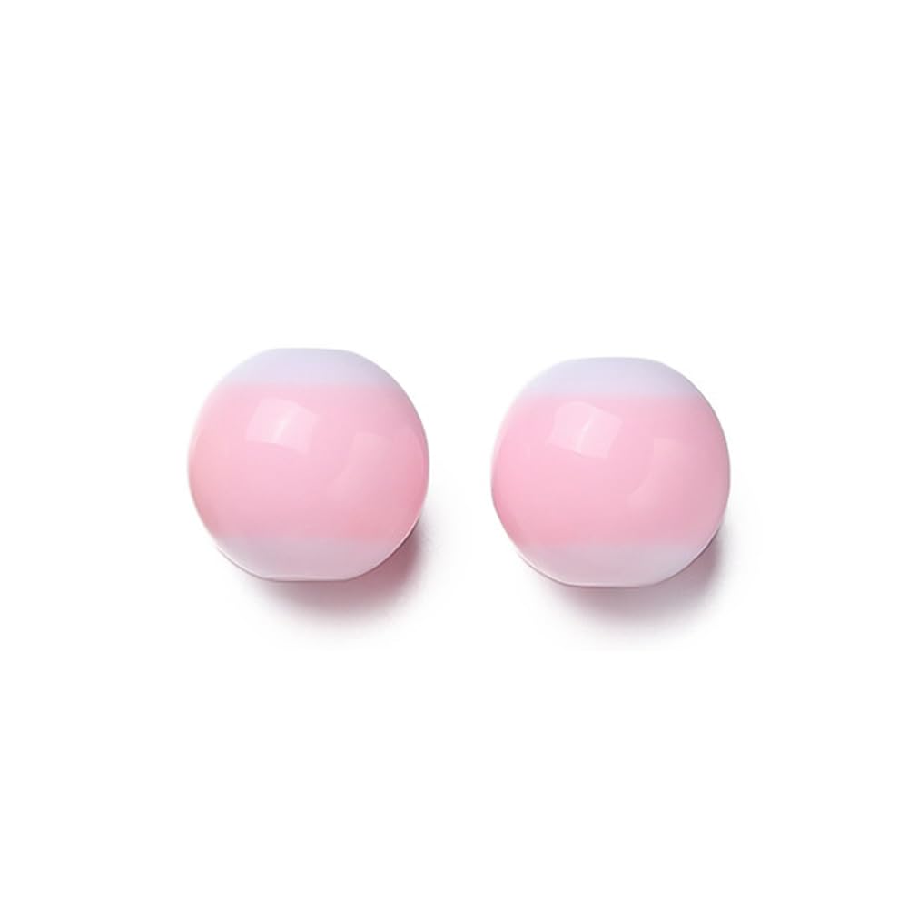 Leliafleury 50Pcs Two Tone Acrylic Round Beads 12mm Acrylic Loose Spacer Beads for Beading DIY Crafts, Light Pink
