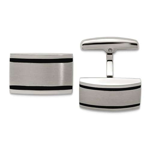Mancuernillas de acero inoxidable con caucho negro 20x12mm