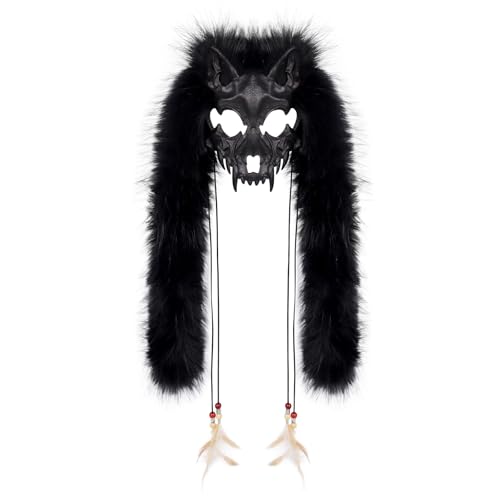 Máscara de raposa viking de Halloween para mulher, fantasia de raposa misteriosa, acessório de Halloween